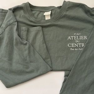H&M Sage Green Atelier du Centre Long Sleeve Tshirt Size XS